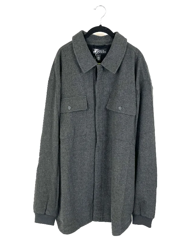 MENS Charcoal Shirt Jacket - Large, 2XLT, and 3XL Nylon Jacket Polyester Jacket Spandex Jacket