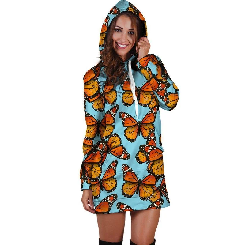 Monarch Butterfly Print Hoodie Dress
