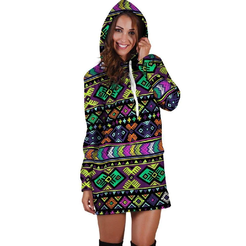 Navojo Aztec Print Hoodie Dress