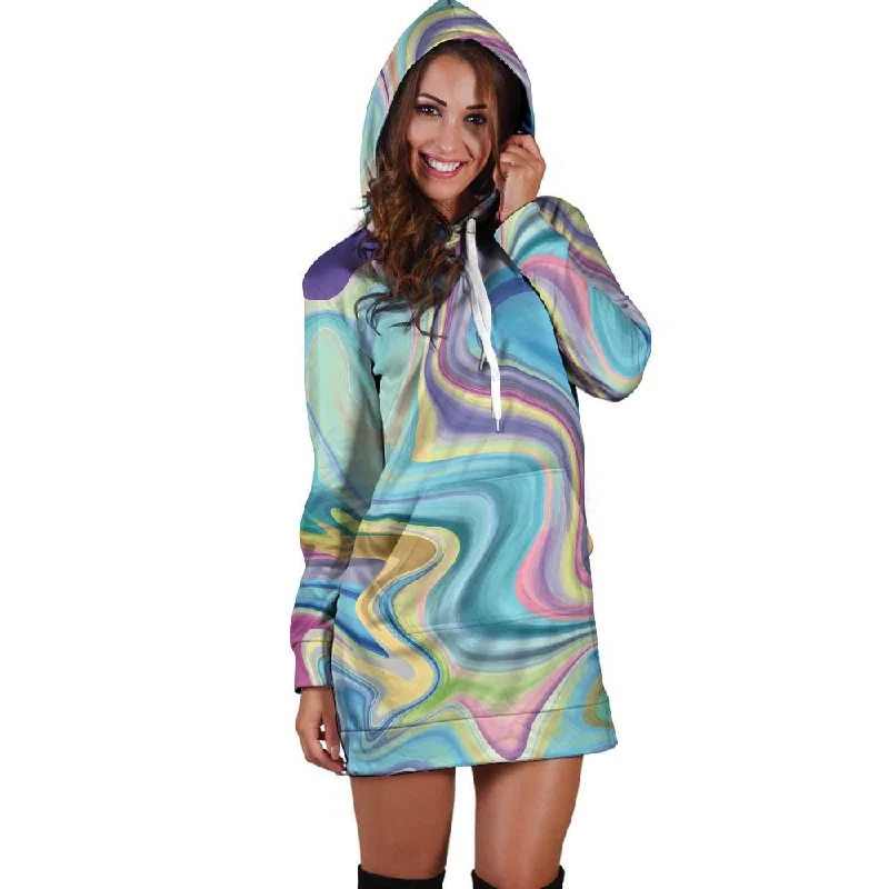 Neon Color Marble Hoodie Dress