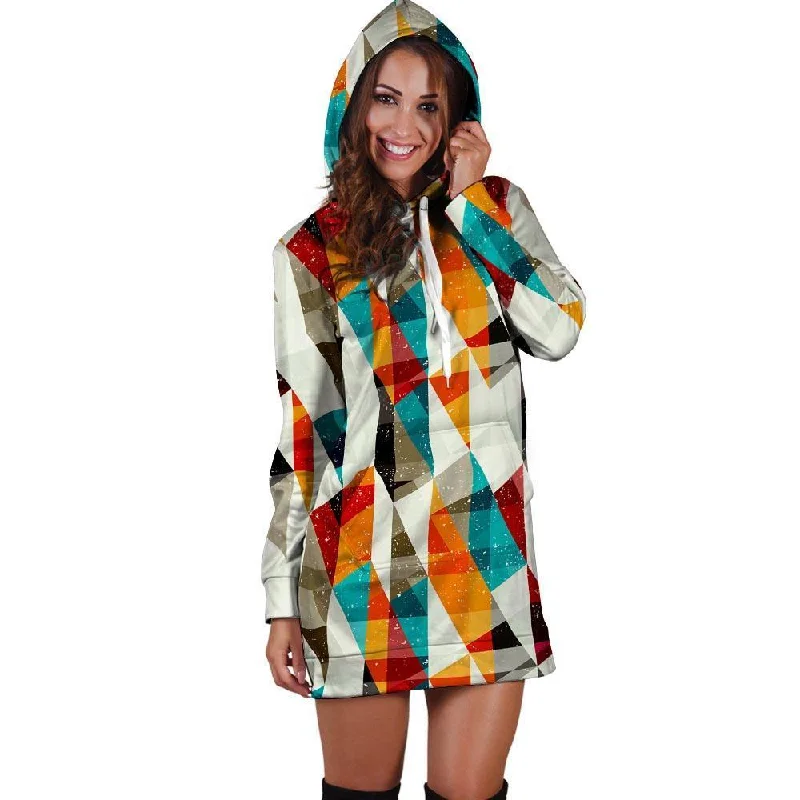Neon Geometric Hoodie Dress