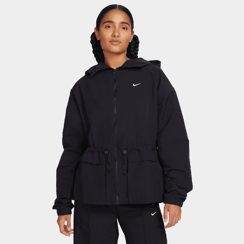 Nike Sportswear Women's Woven Jacket Black / White Notch Collar Peter Pan Collar Cowl Neck Nike Sportswear Women's Woven Jacket Black / White Notch Collar Peter Pan Collar Cowl Neck