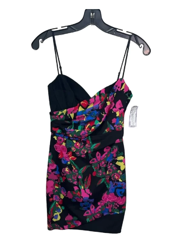 Noam Hanoch Size 0 Black & Multi Silk Floral Spaghetti Strap Gathered Mini Dress Cozy T-Shirt Mini Dress Noam Hanoch Size 0 Black & Multi Silk Floral Spaghetti Strap Gathered Mini Dress Cozy T-Shirt Mini Dress