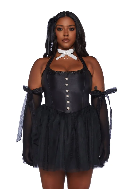 Plus Dream Of You Mini Dress - Black Chic Puff Sleeve Mini Dress