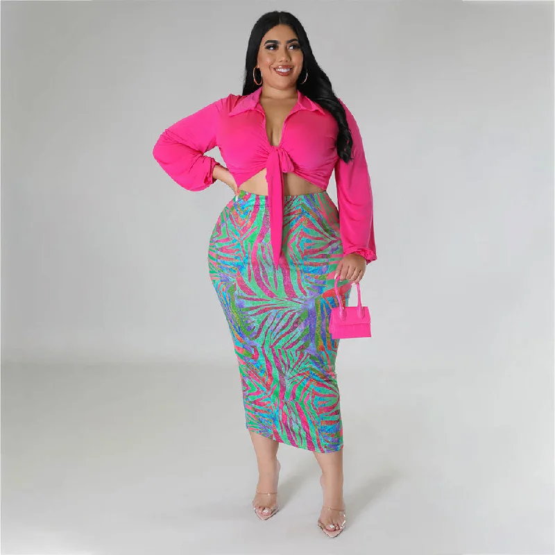 Plus Size Spring Strap Young Hip Bag Two Piece Dress Women Clothing