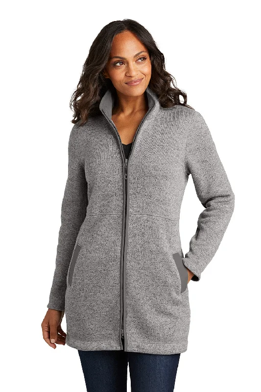 Port Authority Womens Arc Pill Resistant Sweater Fleece Full Zip Long Jacket - Heather Deep Smoke Grey - New Quilted Jacket Puffer Jacket Insulated Jacket Port Authority Womens Arc Pill Resistant Sweater Fleece Full Zip Long Jacket - Heather Deep Smoke Grey - New Quilted Jacket Puffer Jacket Insulated Jacket