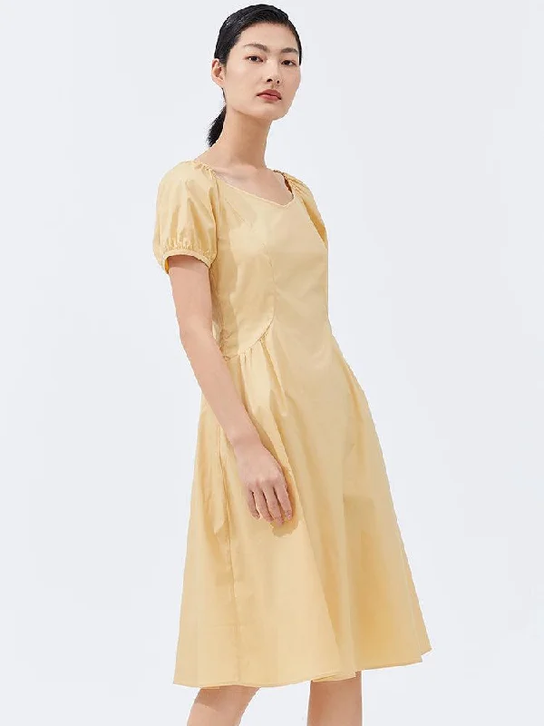 Yellow Puff Sleeve Dress