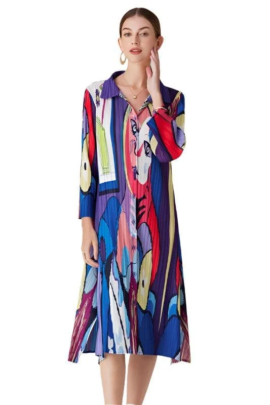 Purple Multi Art Deco Print Dress