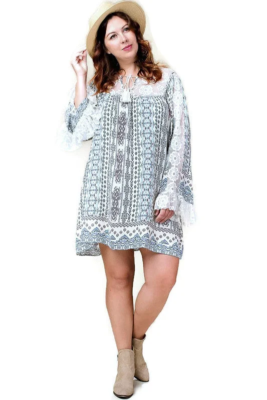 Ruffles & Lace Dress, Blue
