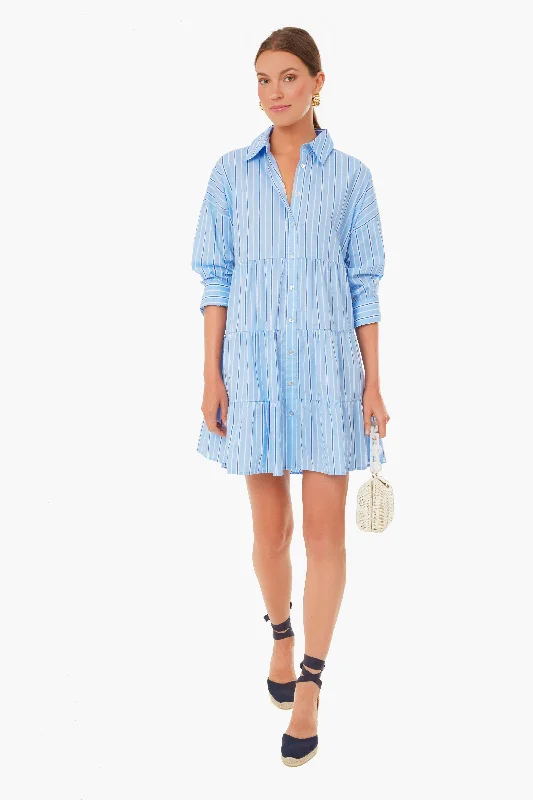 Shades of Blue Stripe Cara Dress