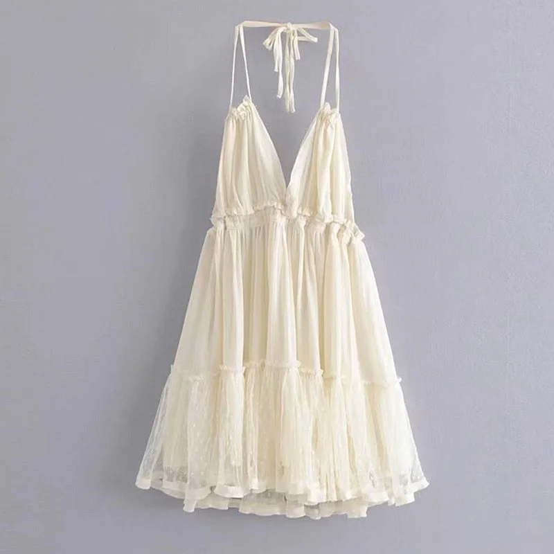 Lizakosht-Sexy Backless Lace Spliced Dress Summer Halter V-neck Mini Dresses Woman Dress Elegant Evening Chic Mini Dress with V-Neck Lizakosht-Sexy Backless Lace Spliced Dress Summer Halter V-neck Mini Dresses Woman Dress Elegant Evening Chic Mini Dress with V-Neck