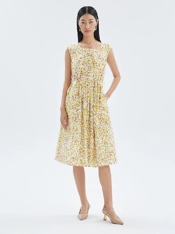 Silk and Cotton Printed A-line Dress