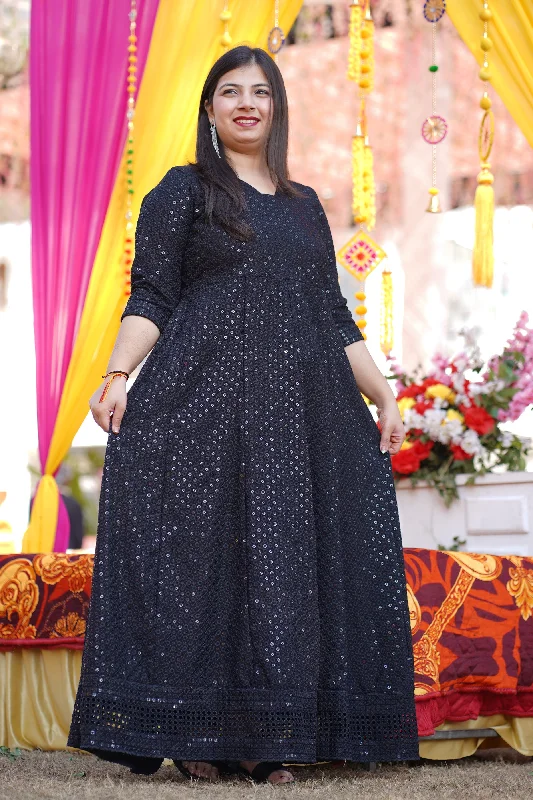 Starlit Black Sequined Fancy Dress