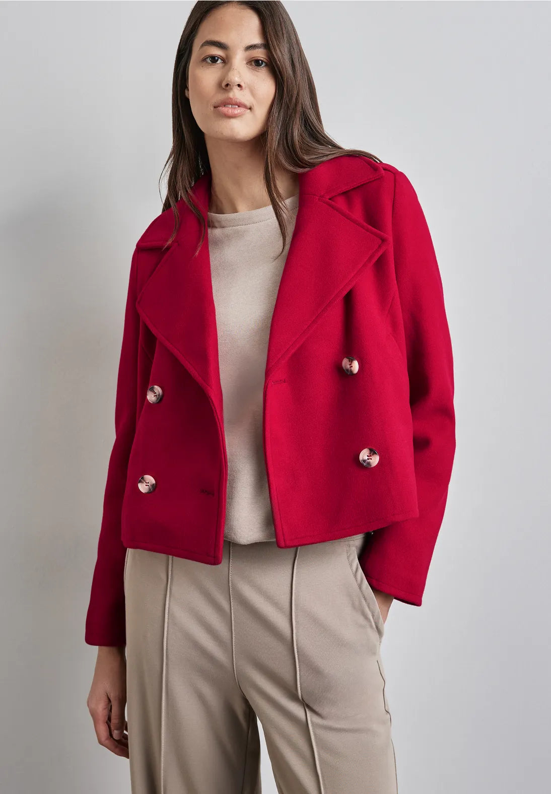 Street One Short military style Jacket. Red One-Shoulder Jacket Off-the-Shoulder Jacket Asymmetrical Jacket Street One Short military style Jacket. Red One-Shoulder Jacket Off-the-Shoulder Jacket Asymmetrical Jacket