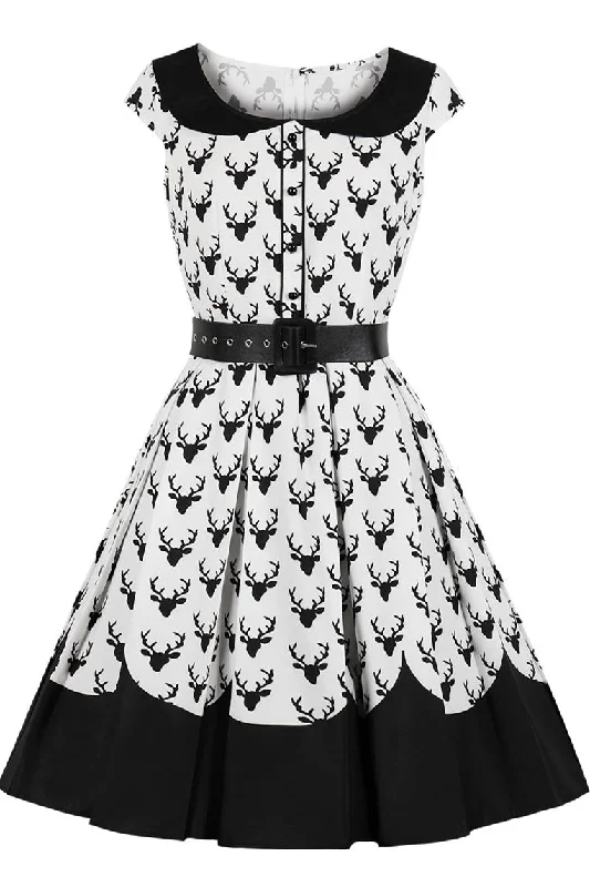 Vintage Peter Pan Style Black Deer Dress