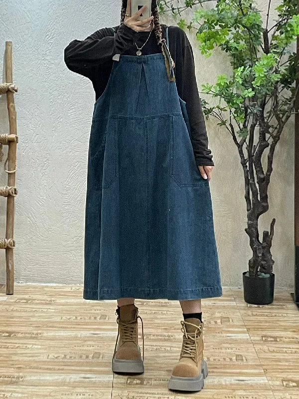 Women Casual Denim Overall Loose Dress