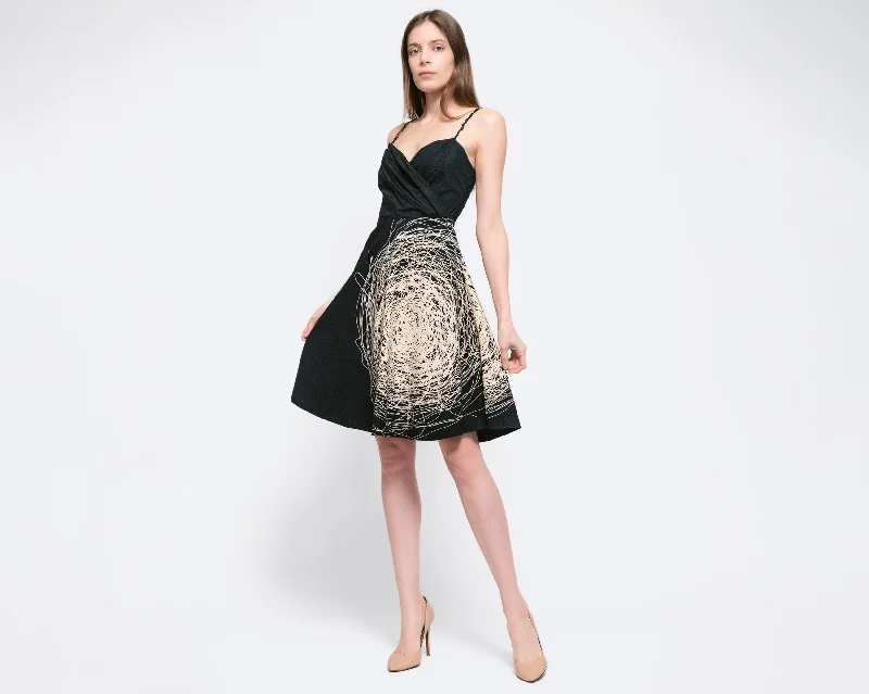 XS Vintage Patrizia Pepe Scribble Graphic Fit & Flare Dress