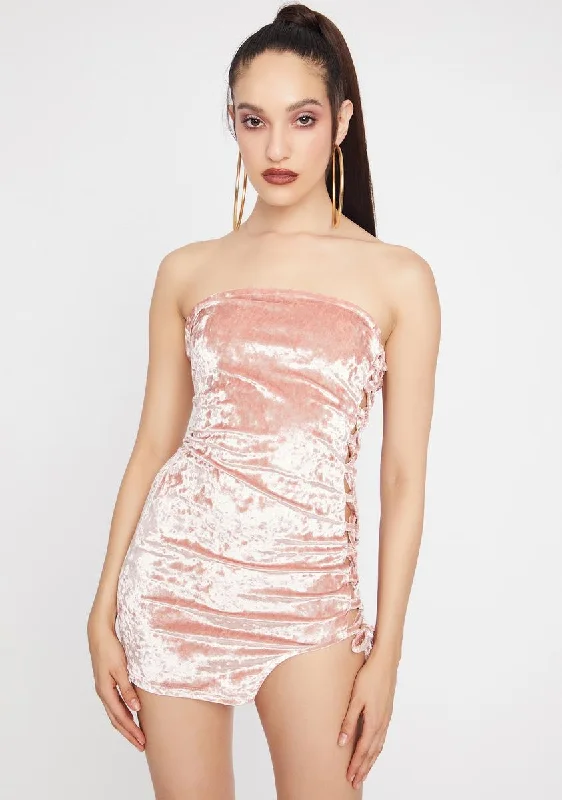 Blush Goals Completed Crushed Velvet Mini Dress Trendy Bodycon Mini Dress