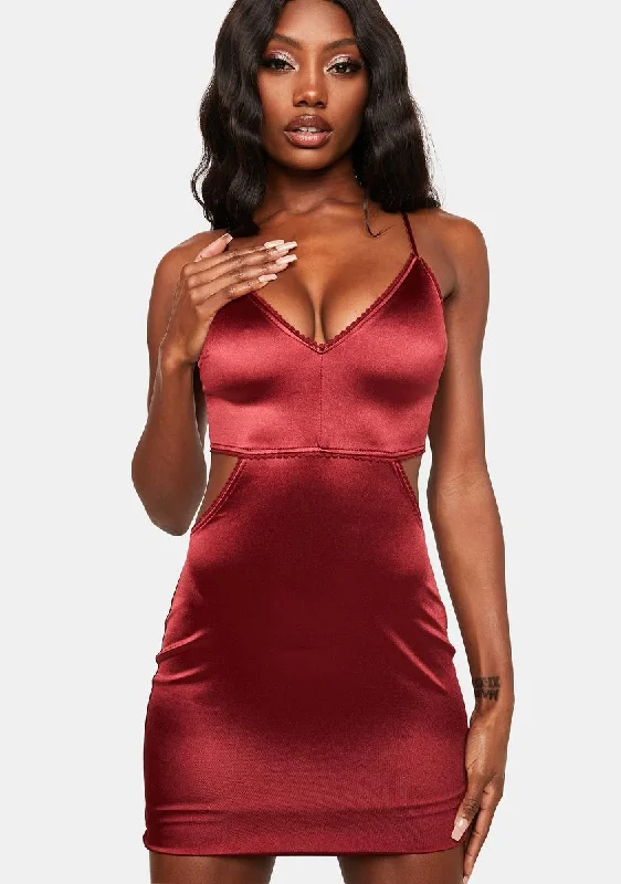 Burgundy Ever So Extra Mini Dress Fashionable Off-Shoulder Mini Dress