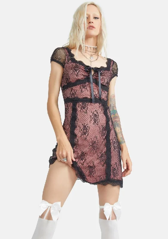 Lost Without You Lace Overlay Mini Dress Chic Bohemian Mini Dress