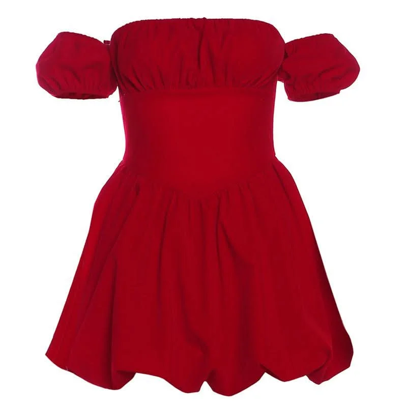 Off shoulder smocked zip-up ruched mini dress Fashionable Pleated Mini Dress