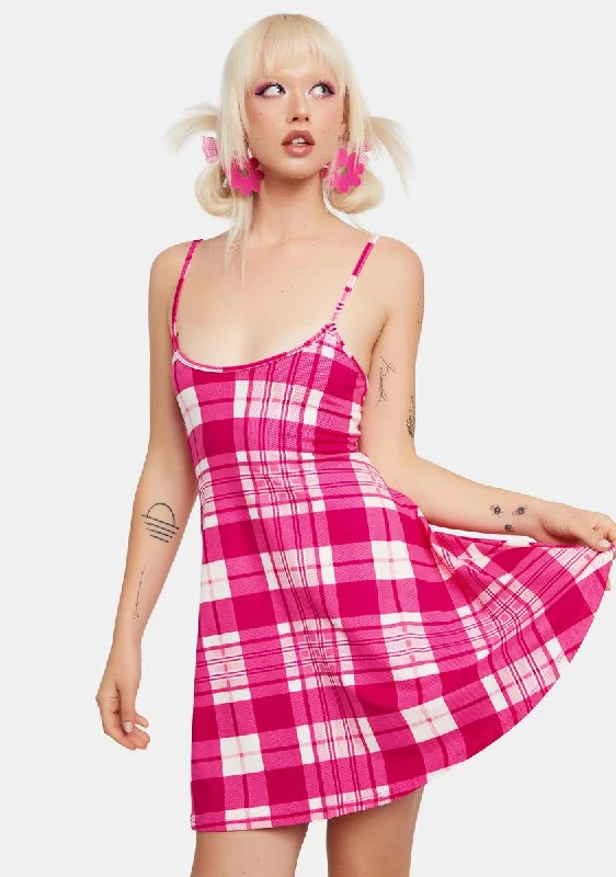 On The Market Plaid Mini Dress Comfortable Polka Dot Mini Dress