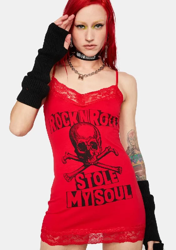 Red Rock N Roll Stole My Soul Cami Mini Dress Classic Black Mini Dress