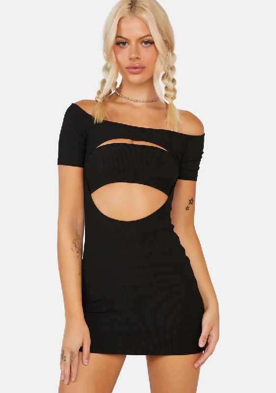 Ribbed Cut-Out Mini Dress Chic Pleated Mini Dress