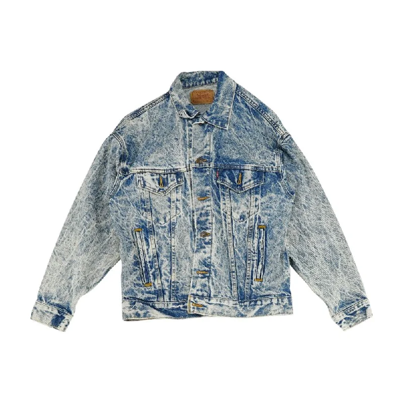 Blue Solid Denim Jacket Fleece Jacket Down Jacket Feather Jacket