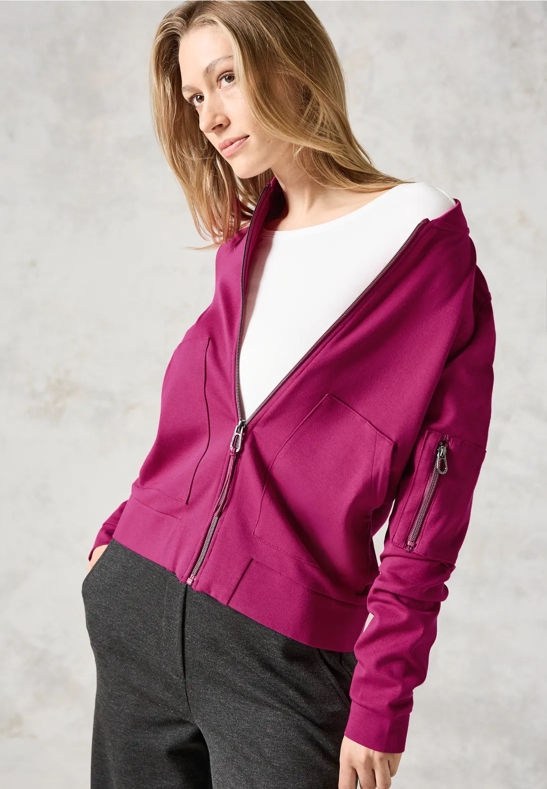 Cecil Soft jacket with zip detail pink 322089 Tailored Jacket Straight Jacket A-Line Jacket