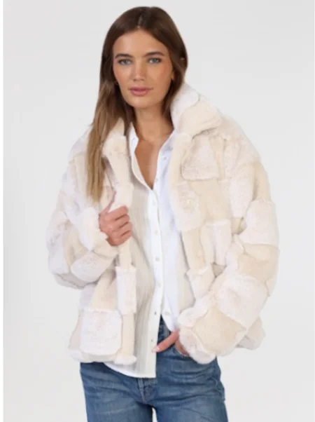 Cloud Fur Check Jacket Hoodie Zip-Up Jacket Button-Up Jacket