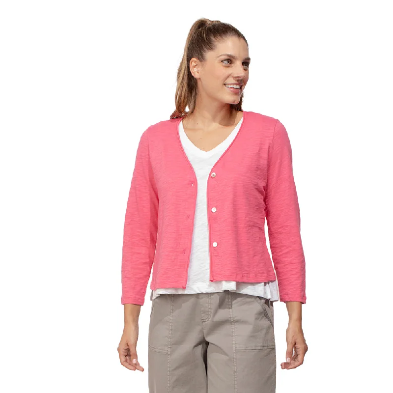 Escape by Habitat Easy 3-Button Jacket in Watermelon - 10060-WM Cardigan Sweater Pullover