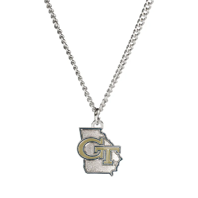 Georgia Tech Yellow Jackets State Outline Necklace Cotton Fabric Linen Fabric Terry Fabric