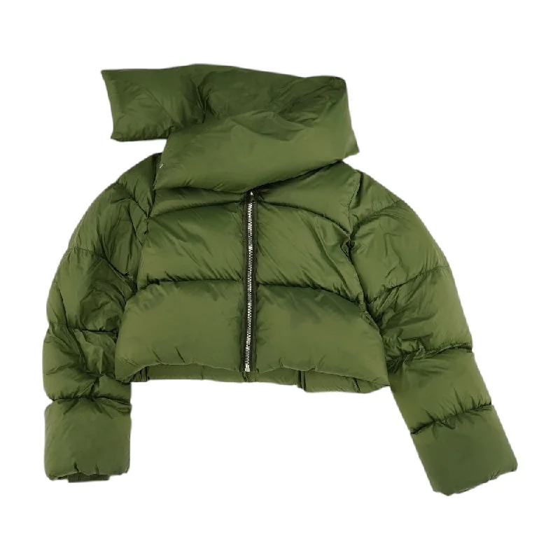 Porterville Funnel Neck Down Jacket in Green Knit Fabric Woven Fabric Fleece Fabric