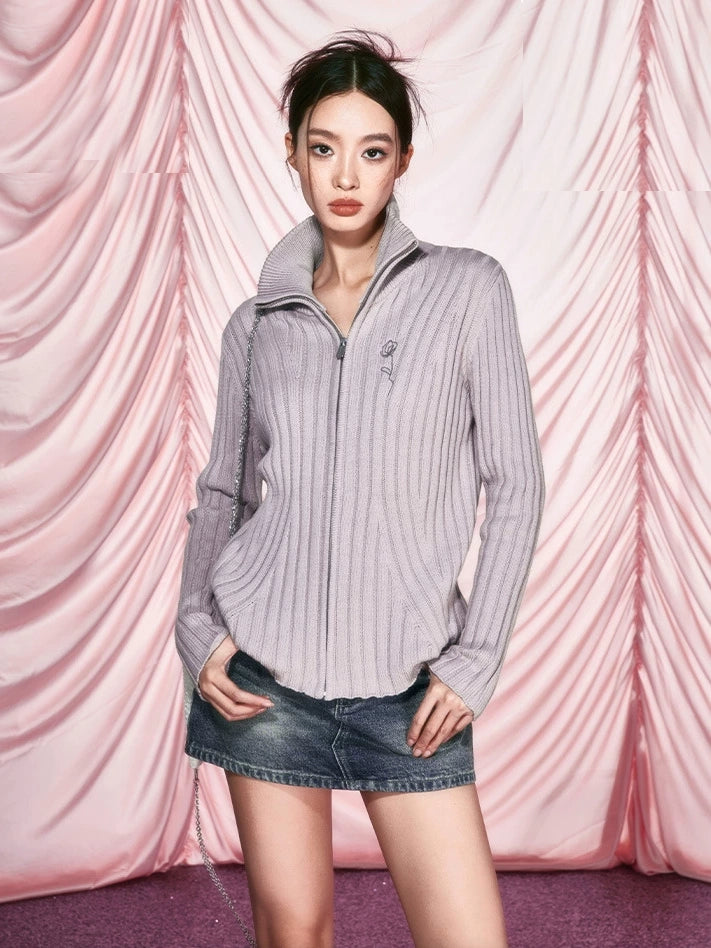 Spring 2024 sweater jacket sweet and cool age-reducing casual versatile vertical pit strip knitted cardigan Jersey Jacket Tulle Jacket Batik Jacket