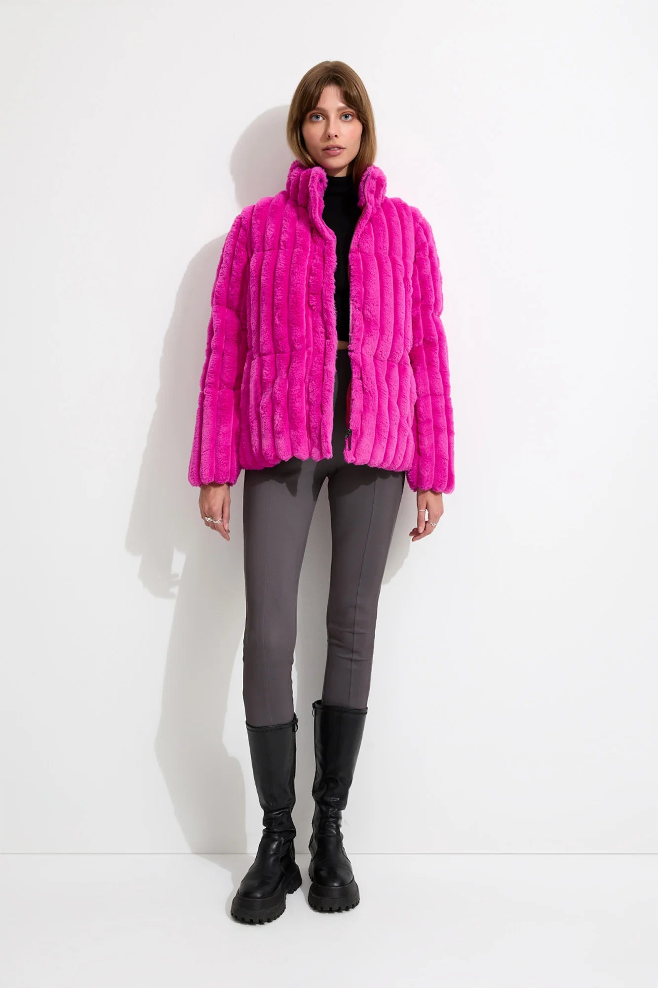 Recurrence Puffer Jacket | Fuchsia Fleece Jacket Down Jacket Feather Jacket