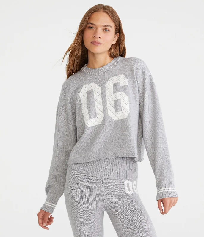 Aeropostale Sports Jersey Crew Sweater Toggled Drawstring Belted