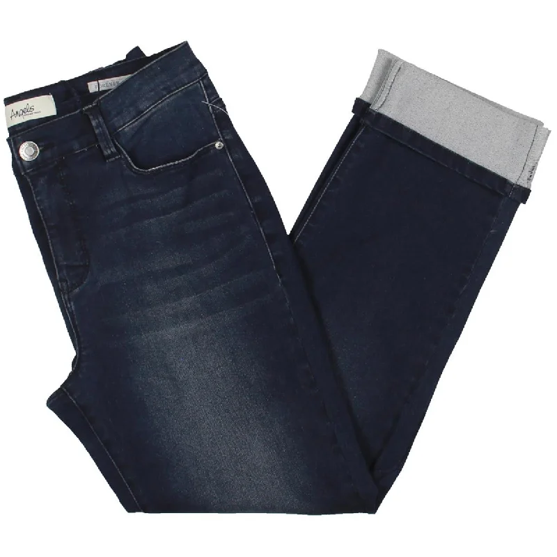 Angels Jeans Womens Mid Rise Dark Wash Straight Leg Jeans Trendy Wide-Leg High-Waist Denim Angels Jeans Womens Mid Rise Dark Wash Straight Leg Jeans Trendy Wide-Leg High-Waist Denim