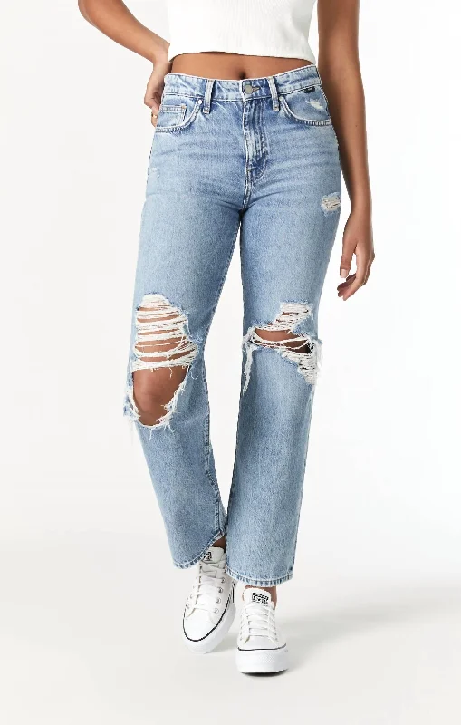 Barcelona Wide Leg Jeans In Denim Chic Cropped Jeans