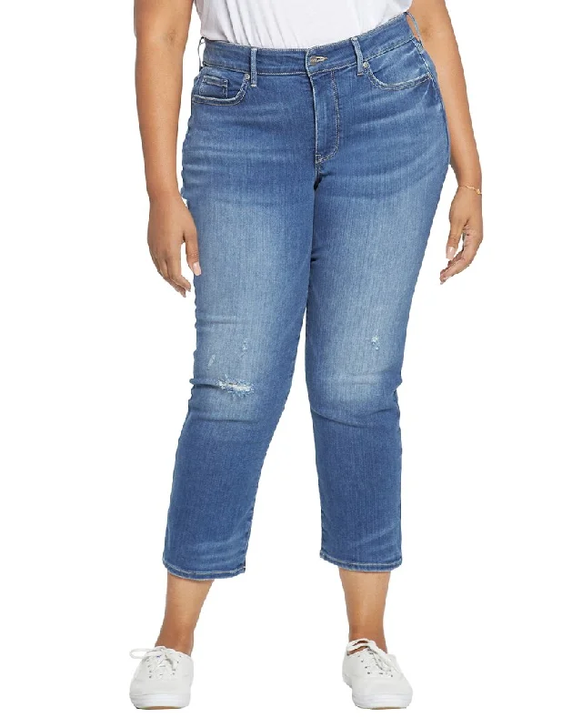 Nydj Plus Marilyn Sacha Ankle Jean Stylish Shredded Denim Jeans