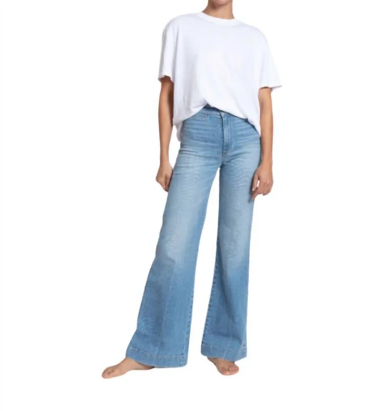 Brighton Wide Leg Jean In Keel Over Stylish Paperbag Waist Denim