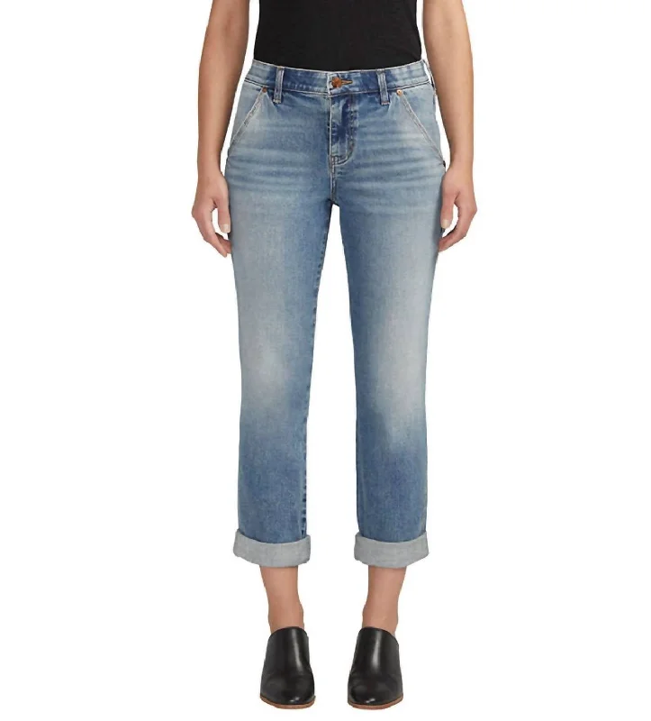 Carter Mid Rise Girlfriend Jean In Mariner Blue Stylish Tapered Fit Jeans