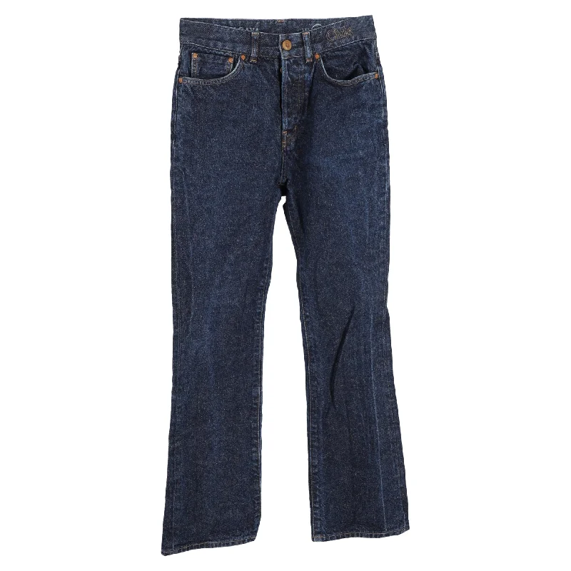 Chloé High-Waisted Wide-Leg Jeans in Blue Cotton Denim Chic Double Waistband Jeans