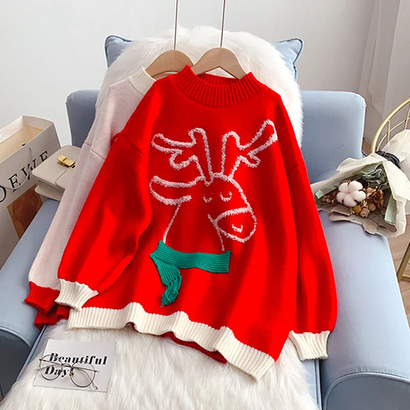 Christmas elk sweater new bottomed sweater top 5233 Welt Pockets Slit Pockets Flap Pockets Christmas elk sweater new bottomed sweater top 5233 Welt Pockets Slit Pockets Flap Pockets