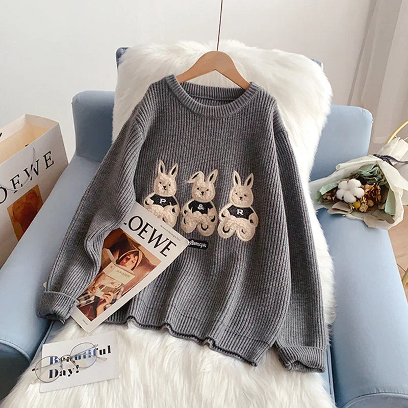Cute Japanese cartoon sweater lazy wind sweater 5146 Anti-Pilling Anti-Shrink Durable Cute Japanese cartoon sweater lazy wind sweater 5146 Anti-Pilling Anti-Shrink Durable