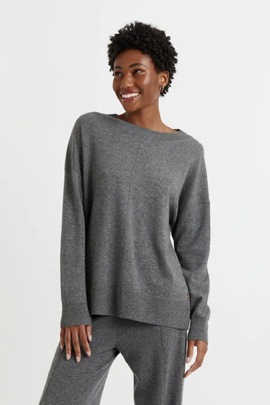 Dark-Grey Wool-Cashmere Slouchy Sweater Thin Thick Dense