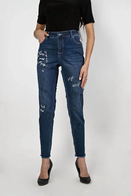 Denim Jeans In Blue Trendy Wide-Leg High-Waist Denim