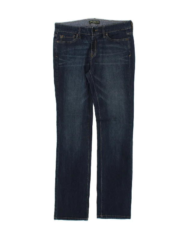 EDDIE BAUER Womens Straight Jeans W28 L32 Navy Blue Cotton Chic Dark-Wash Skinny Jeans
