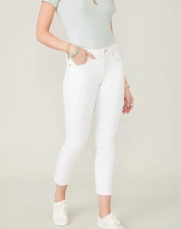 Ellington Slim Jean In Pearl White Trendy Button-Up High-Waist Jeans