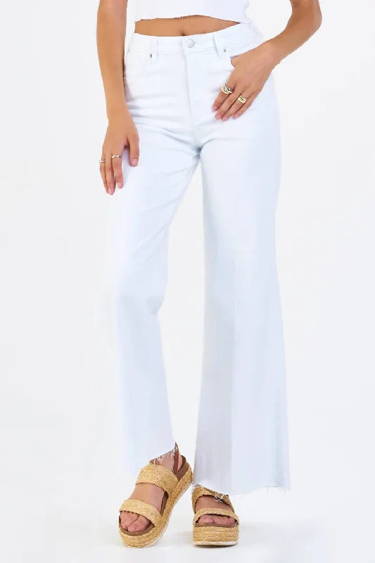 Fiona Wide Leg Jeans In White Fashionable Jeggings Style Jeans